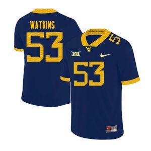 Men's West Virginia Mountaineers NCAA #53 Eddie Watkins Navy Authentic Nike Stitched College Football Jersey KD15F31KY